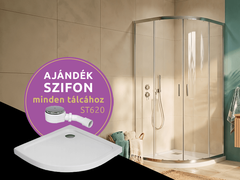 Comfort A íves zuhanykabin + Nero A slim zuhanytálca