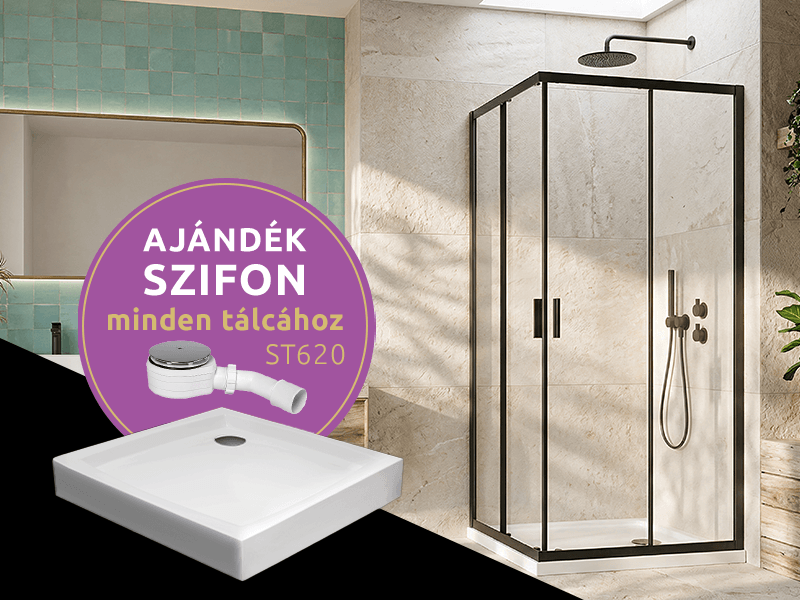 Comfort C szögletes zuhanykabin (fekete) + Nero C normál zuhanytálca